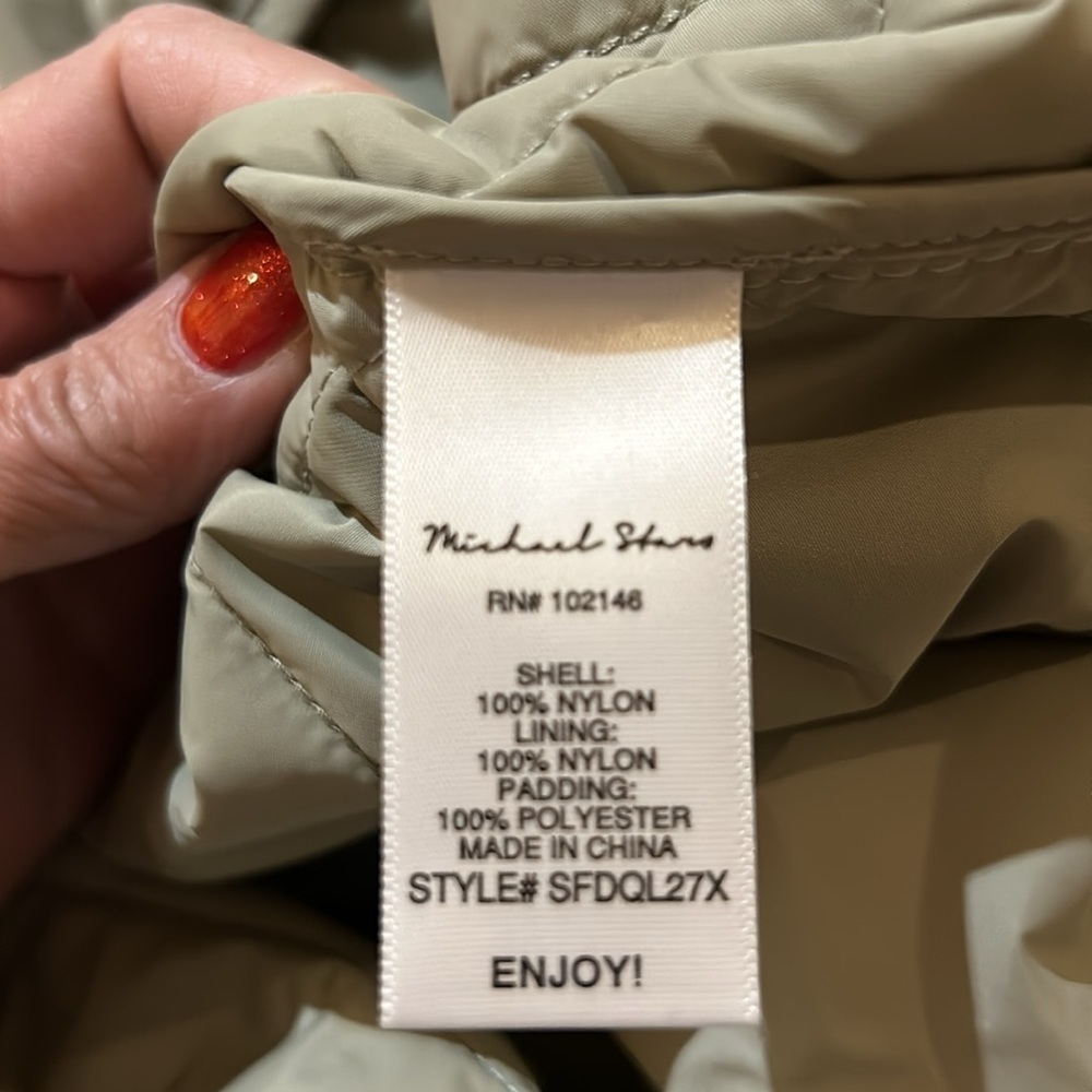 Michael Stars Sonnet Snap Front Quilted Coat. Light Olive. NWT. 1X - Picture 10 of 10